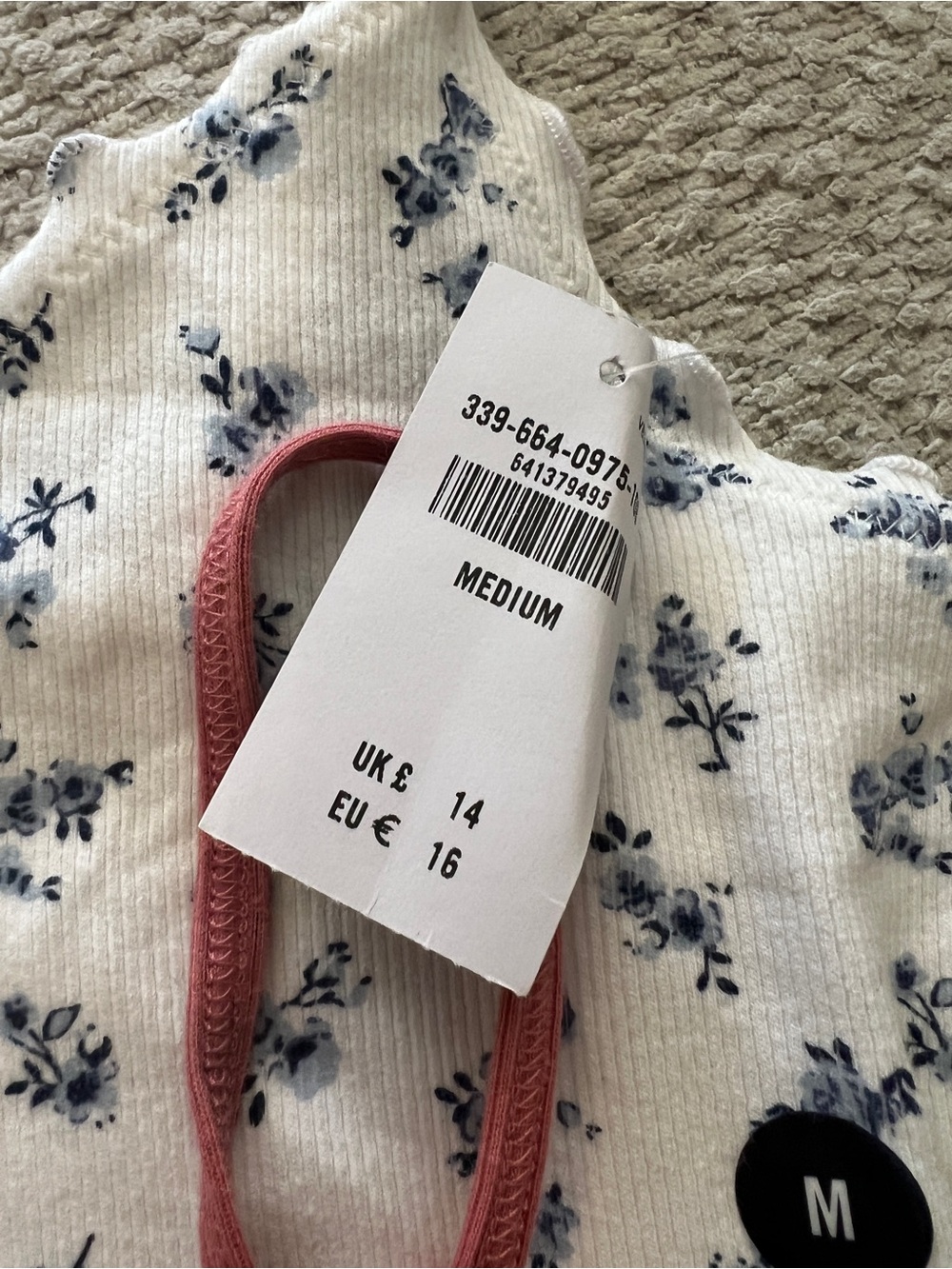 Hollister White Floral & Rust Ribbed Lettuce-Edge Camisole Set - Picture 3 of 6